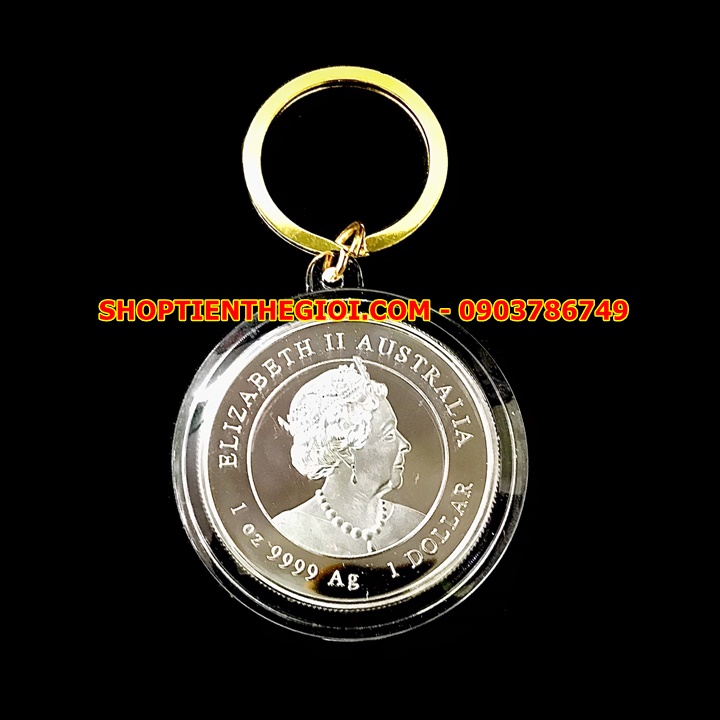 Móc Khóa Xu Úc Hình Con Hổ Mạ Bạc - SP005413